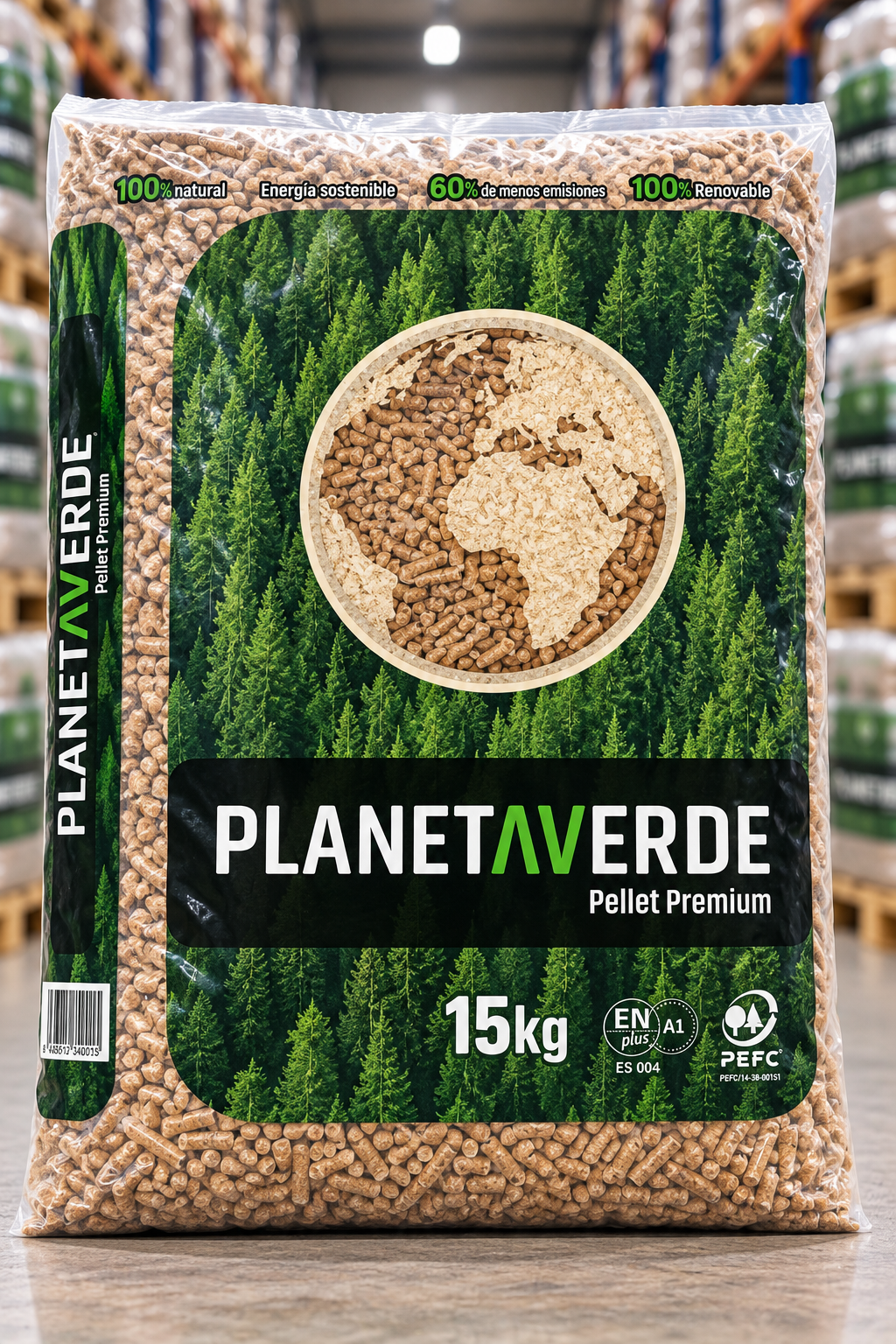 Planeta Verde – Palet de 77 Sacos de Pellets Premium de 15 kg